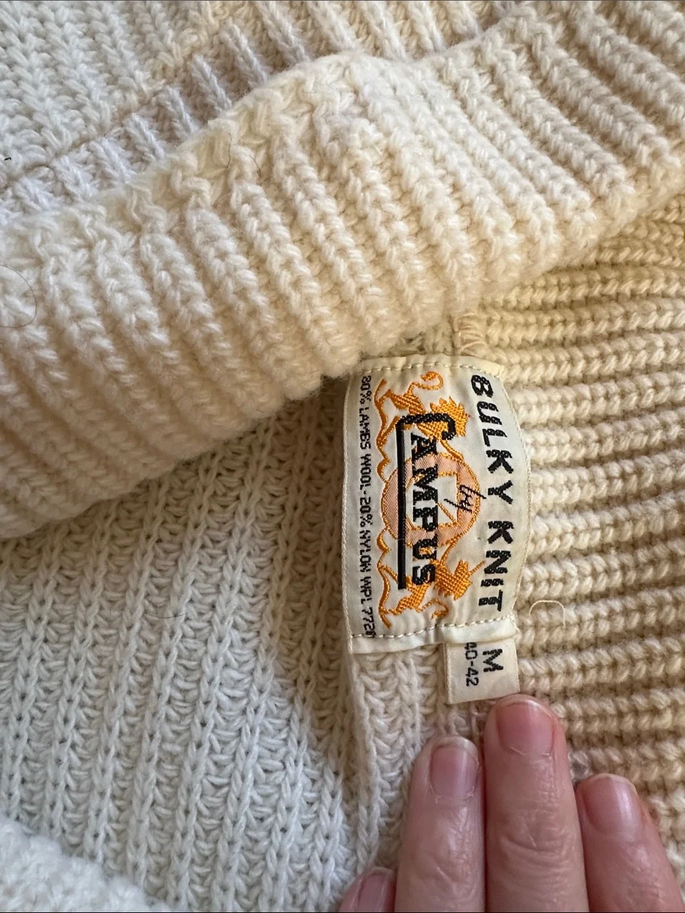 Vintage 60s Campus Lambswool Blend Knit Sweater